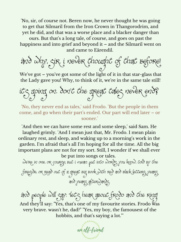 second page of Sam's Speech in The two Towers